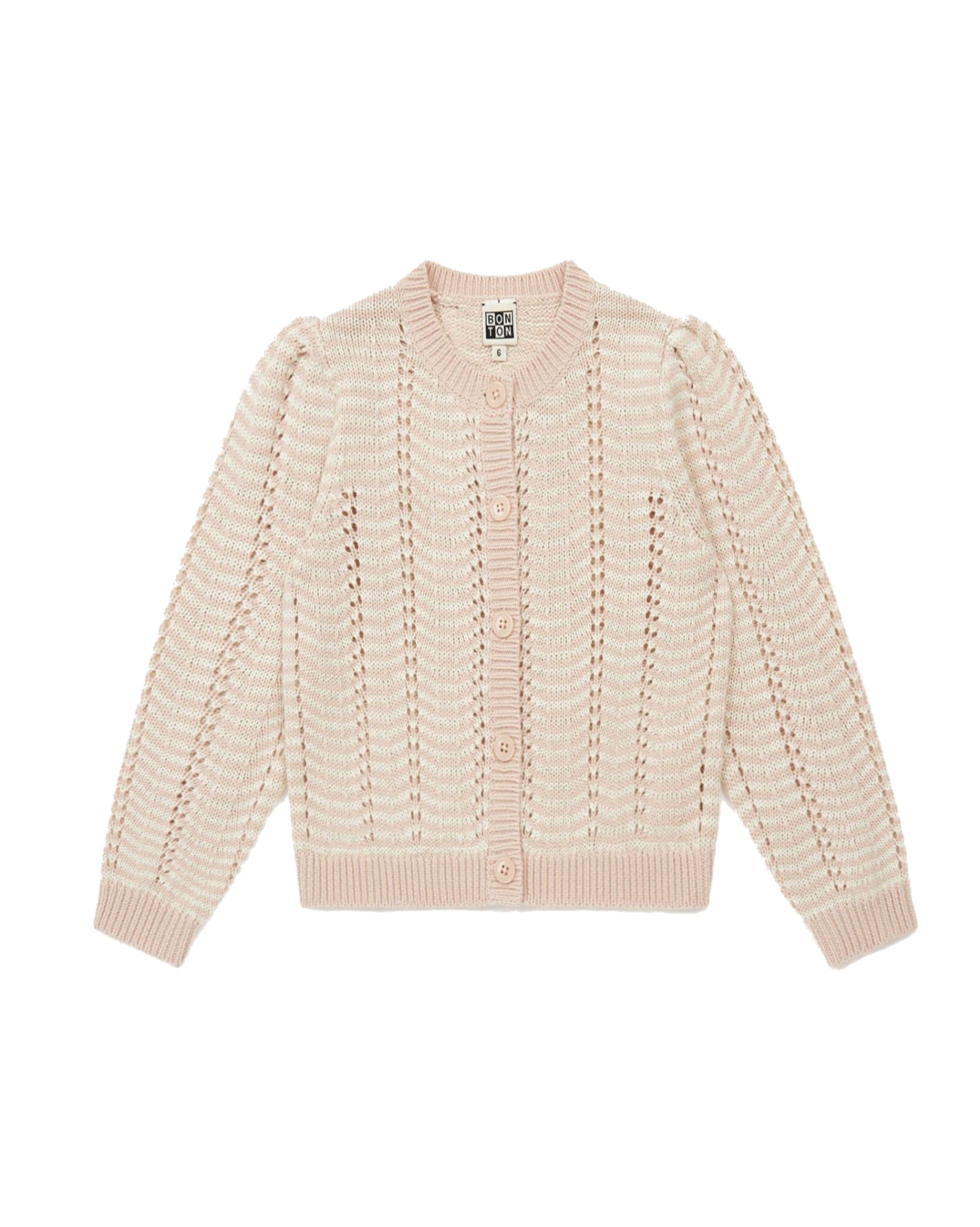 Leather-effect button cardigan - Rose Coquillage