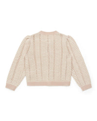 Leather-effect button cardigan - Rose Coquillage