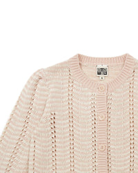 Leather-effect button cardigan - Rose Coquillage