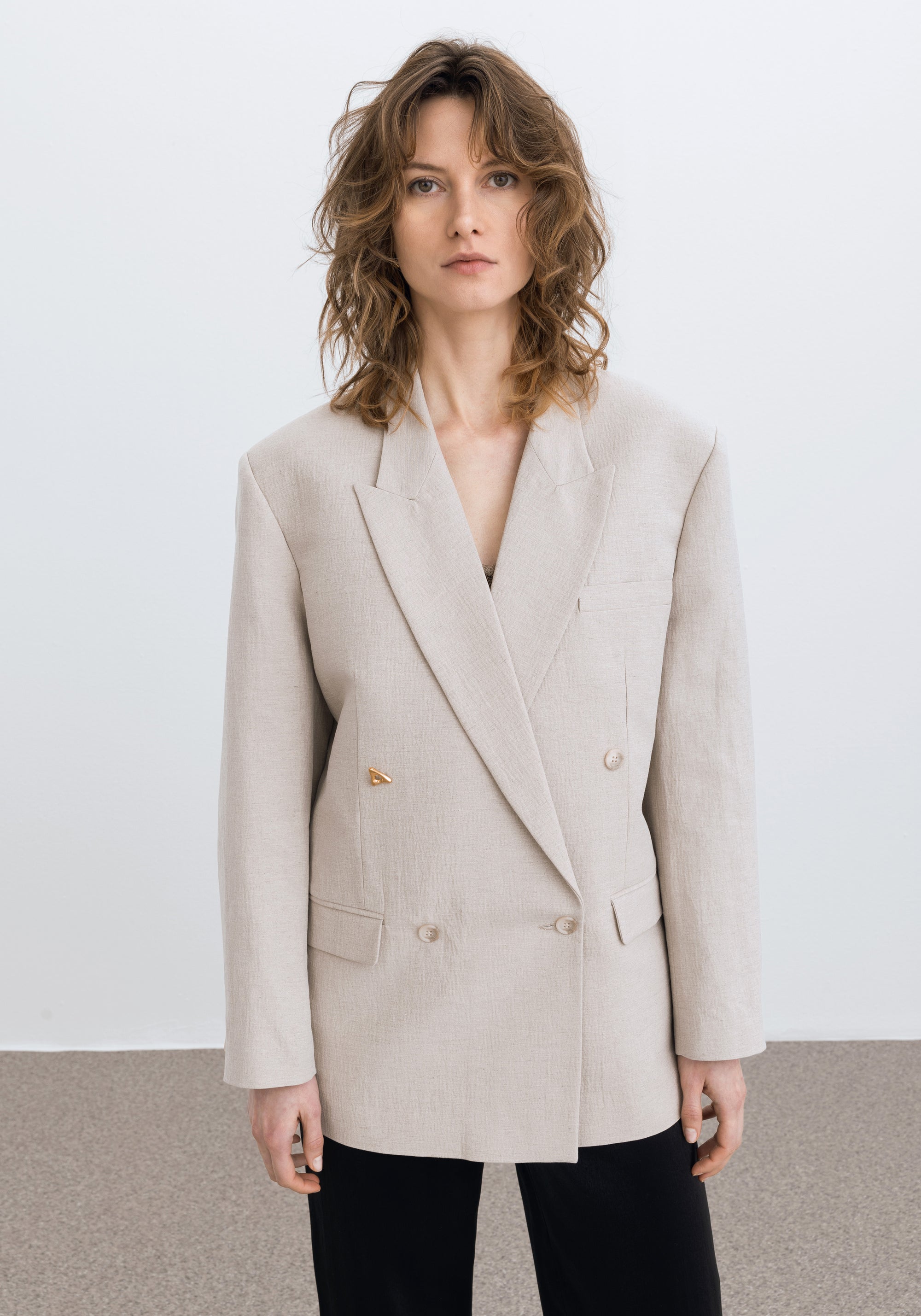 Blazer Construct oversize en lin - Limestone
