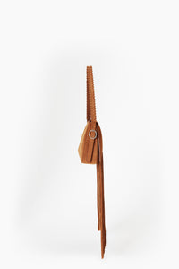 SUEDE FRINGED BELT SHOULDER BAG