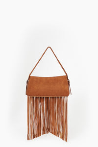 SUEDE FRINGED BELT SHOULDER BAG