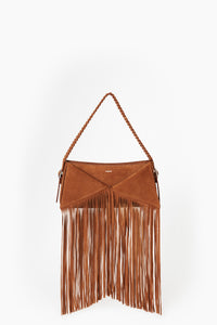 SUEDE FRINGED BELT SHOULDER BAG