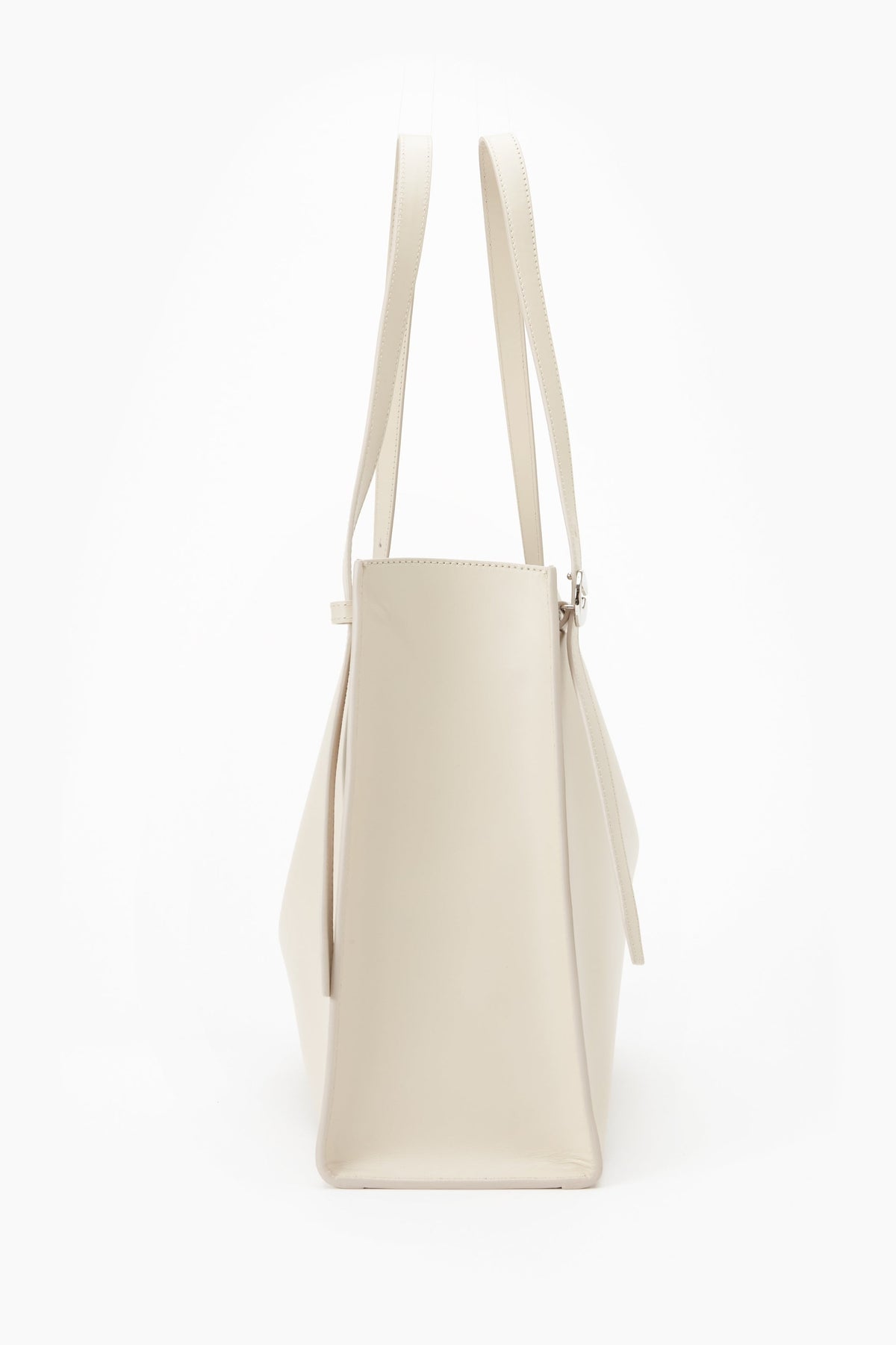 Belt leather tote bag - Beige