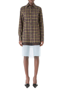 Layered shirt dress - Brown & Blue