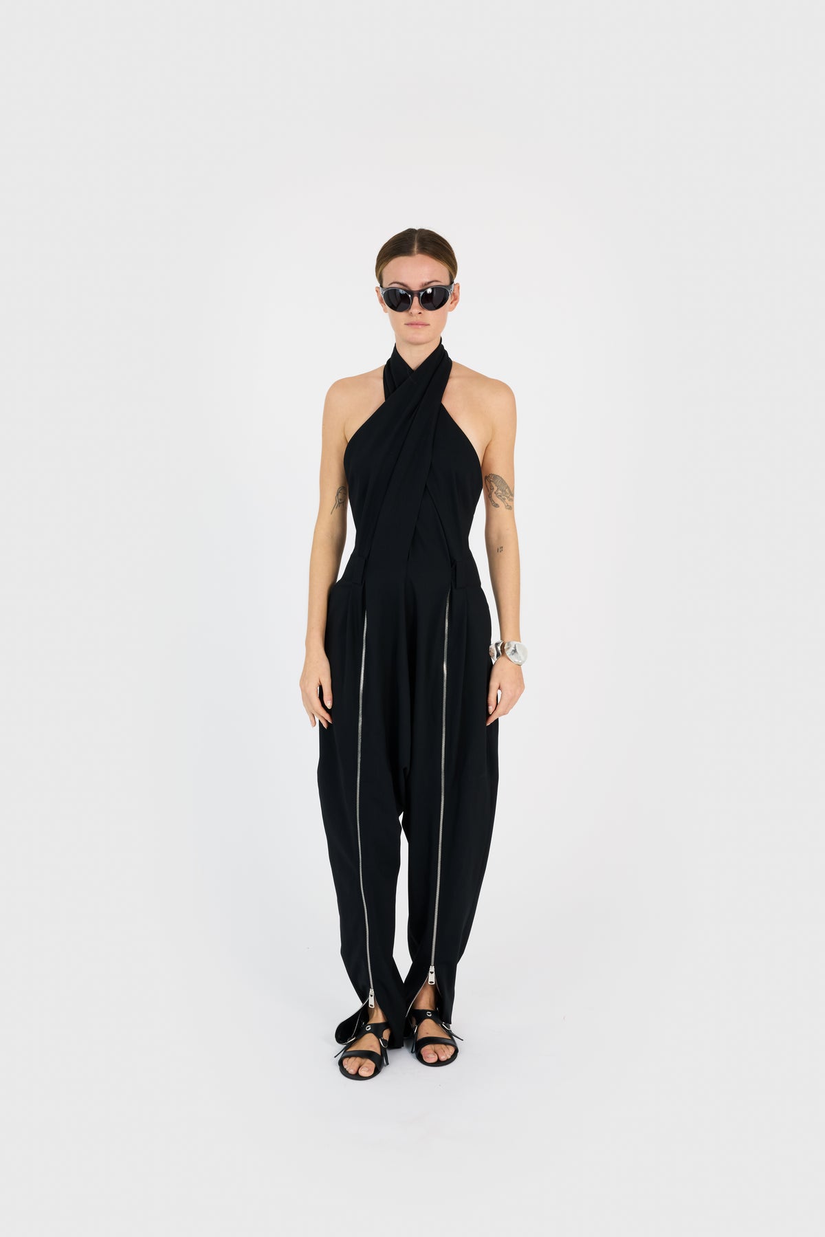 DOUBLE ZIPPED SAROUEL JUMPSUIT