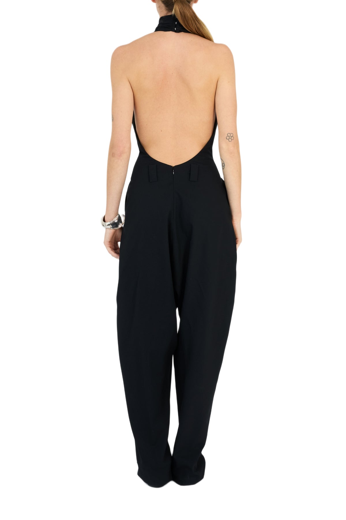 Combinaison sarouel double zip en laine - Black