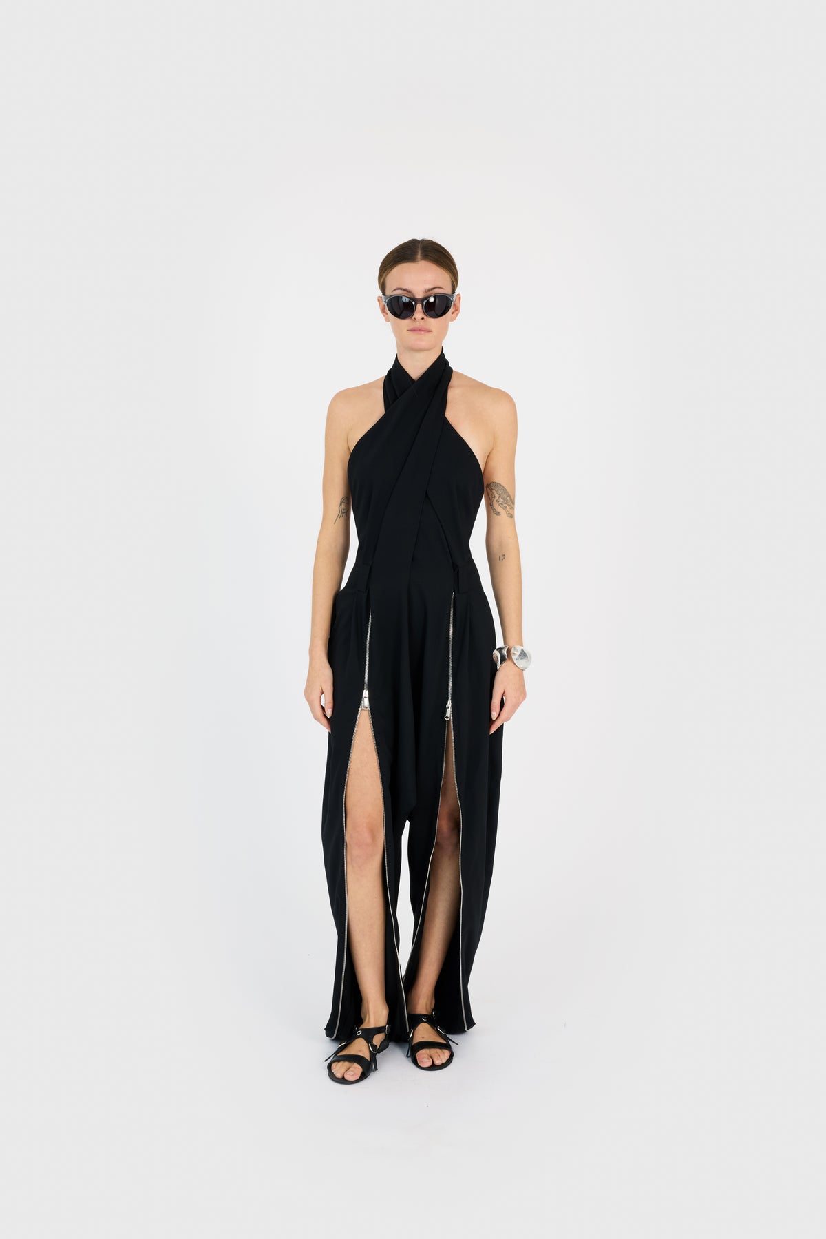 DOUBLE ZIPPED SAROUEL JUMPSUIT