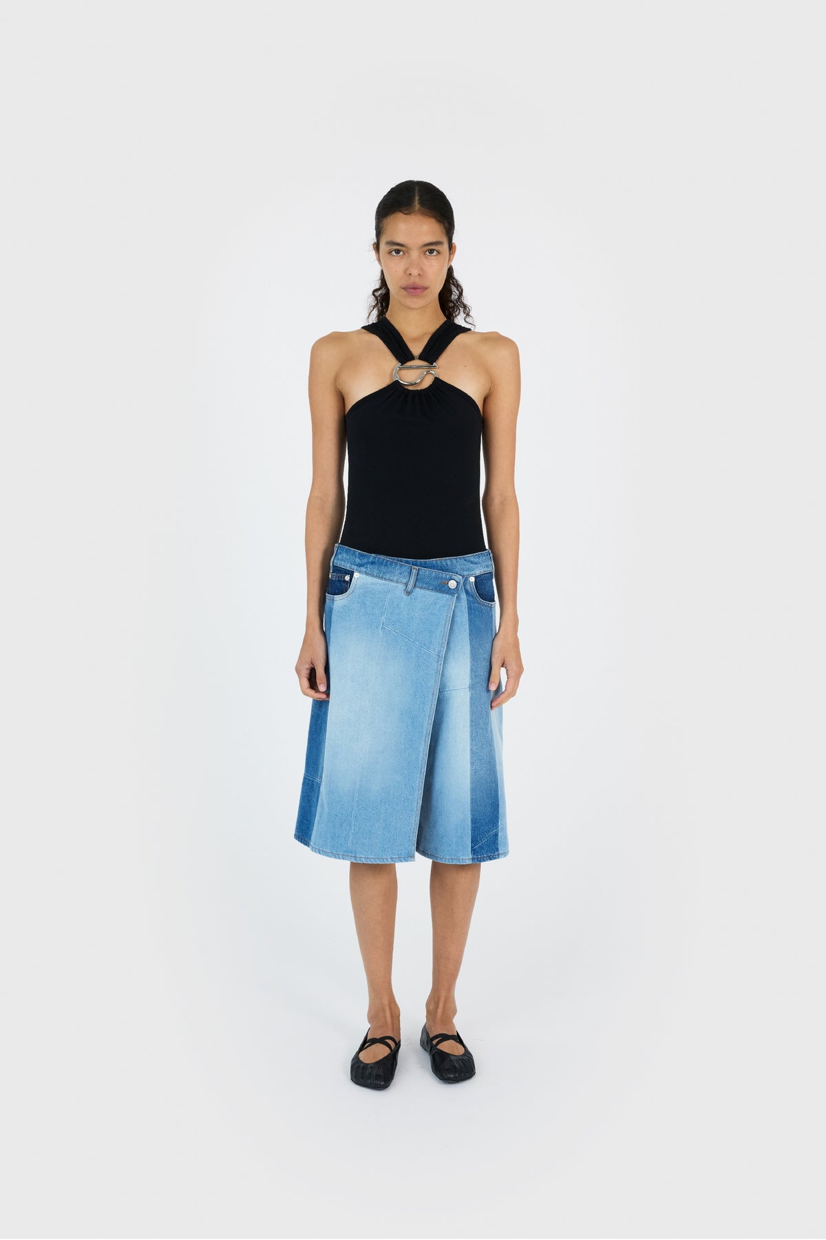 DENIM PATCHWORK CIRCULAR SKIRT