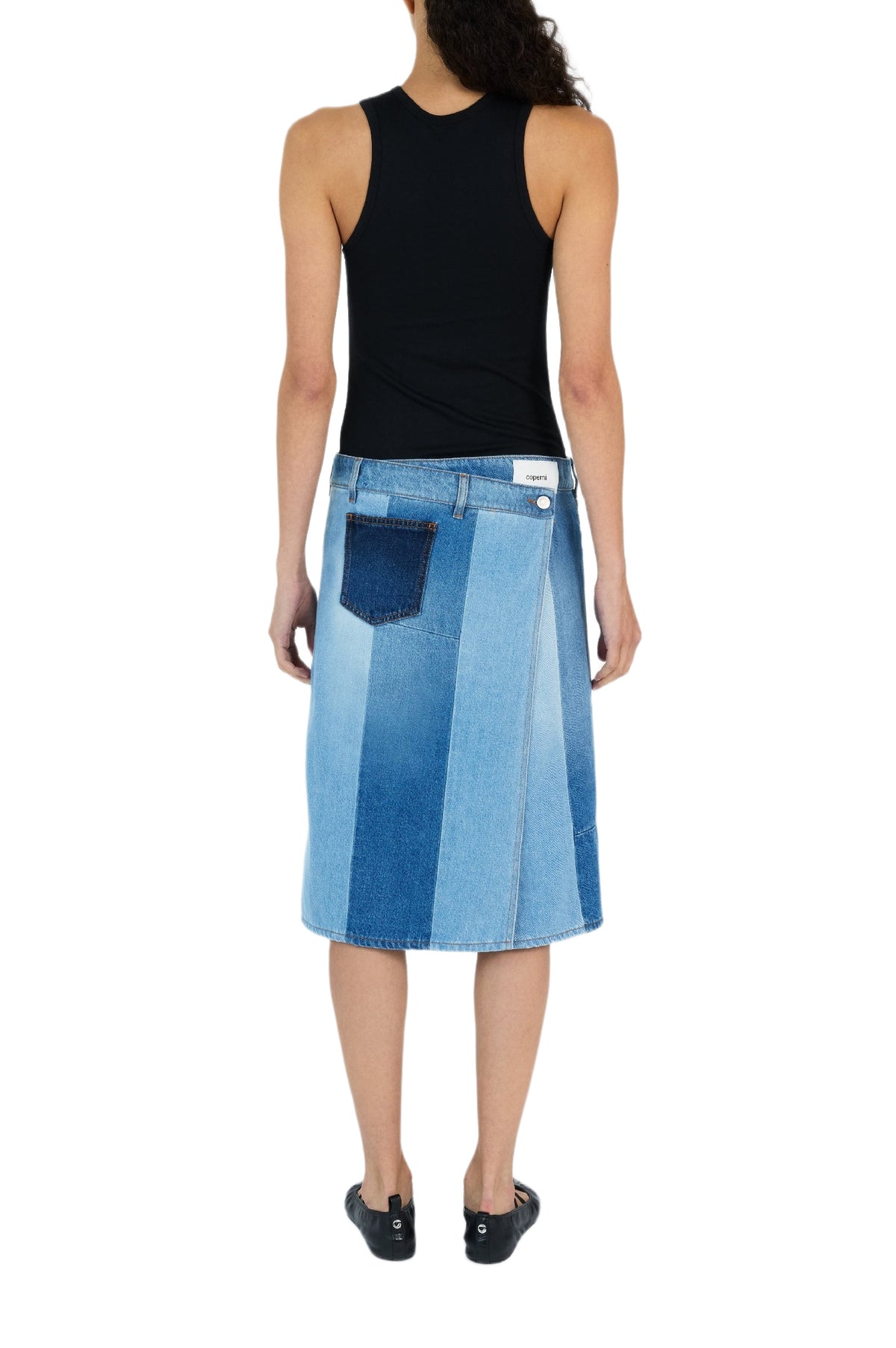 Circular patchwork denim skirt - Blue