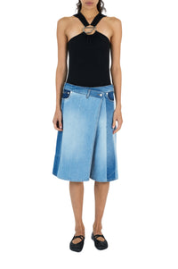 Circular patchwork denim skirt - Blue