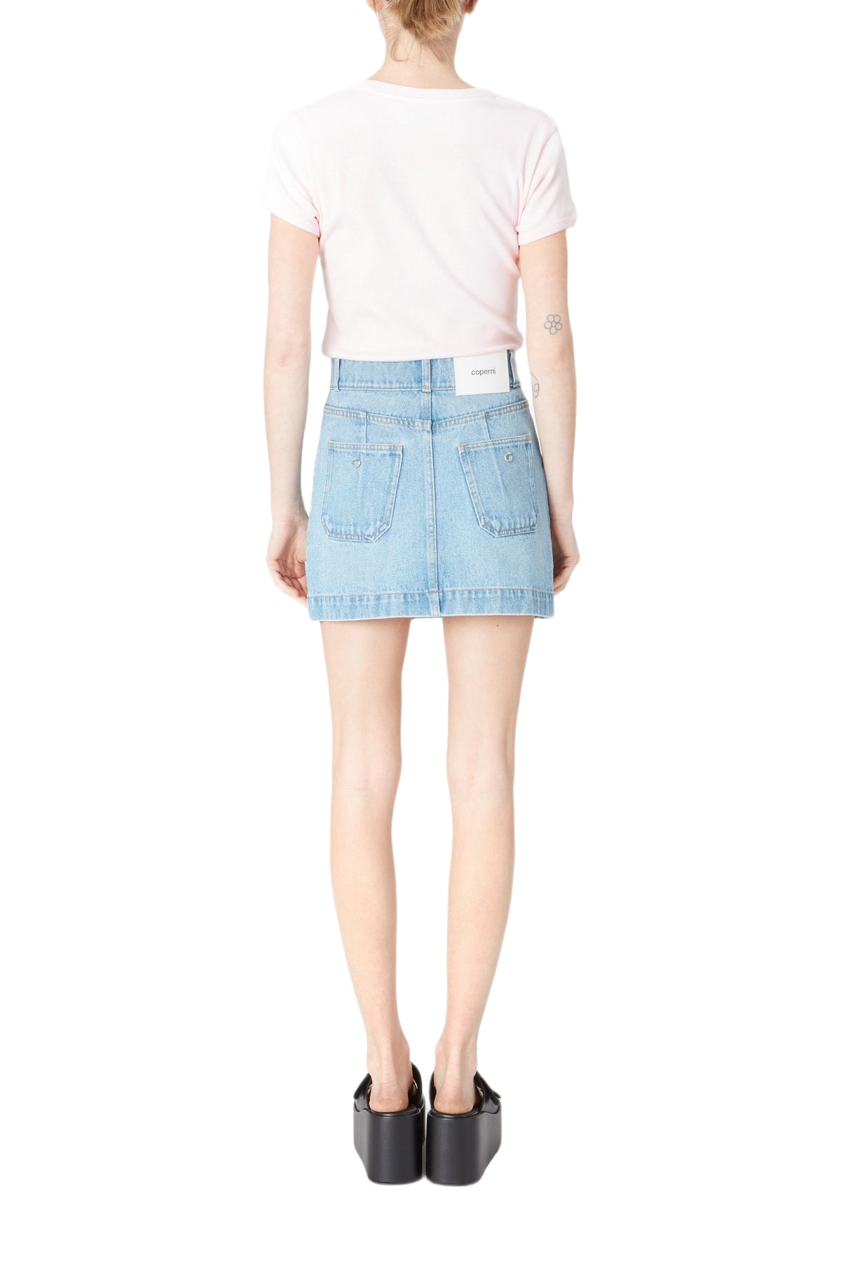 Denim miniskirt with four pockets - Blue