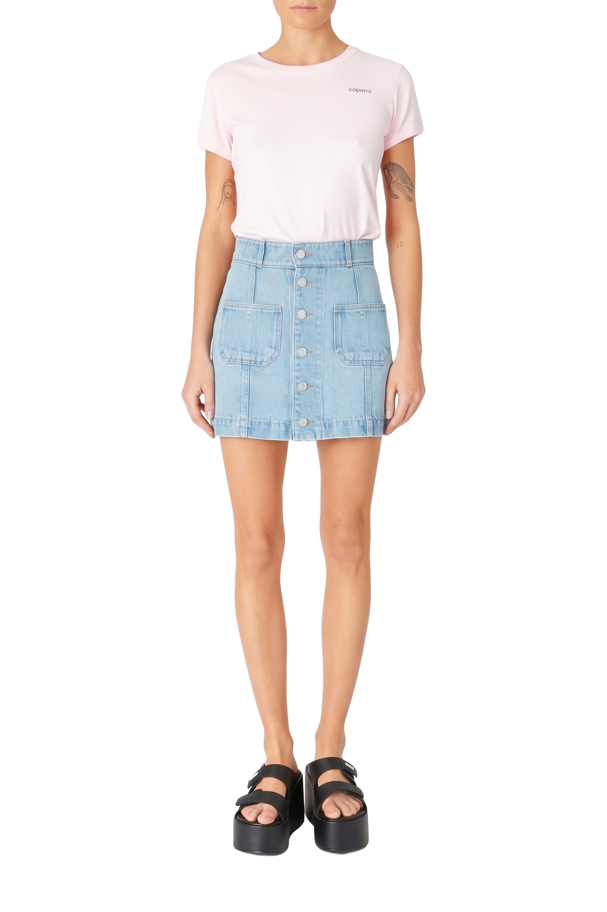 Denim miniskirt with four pockets - Blue