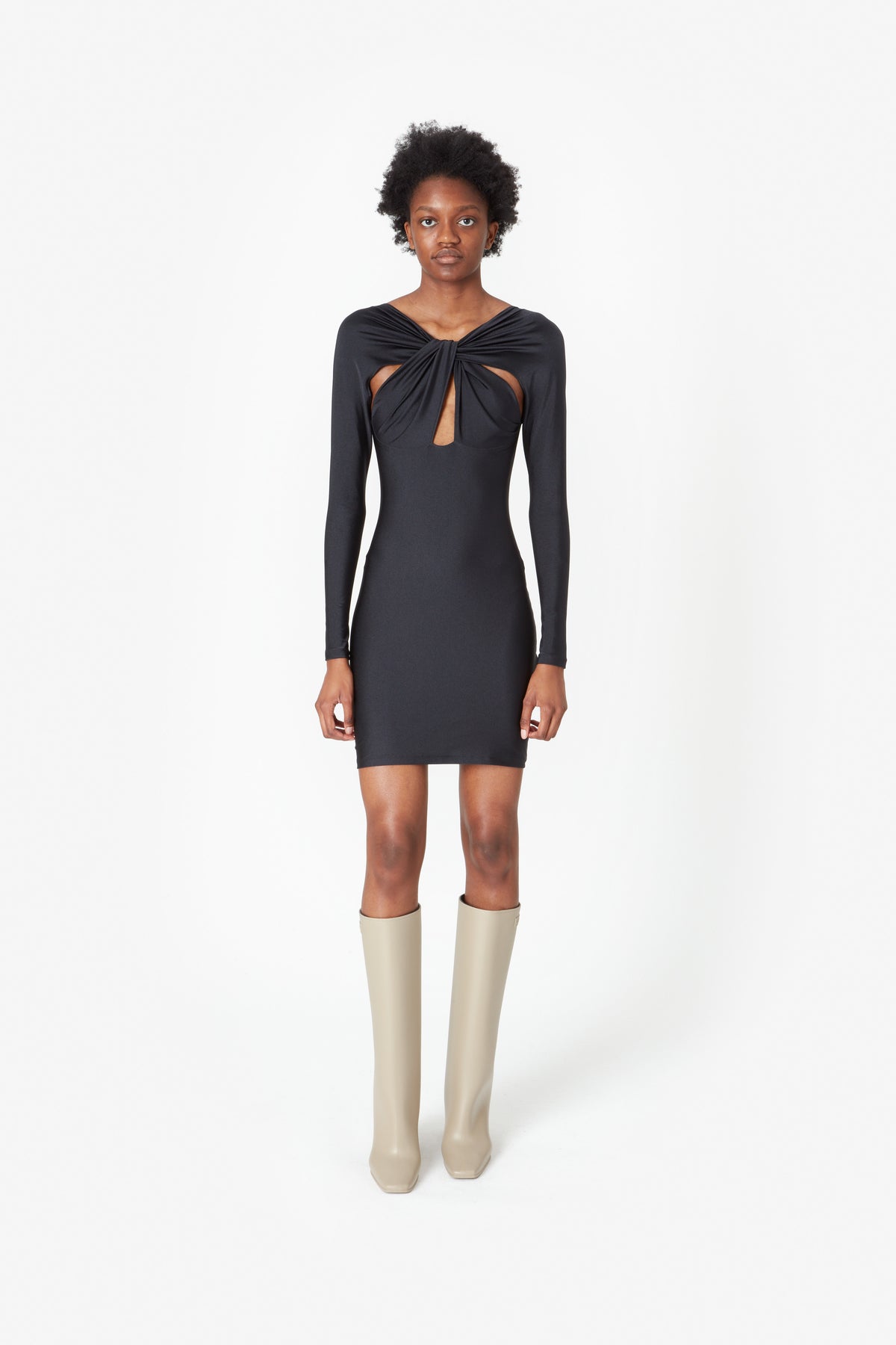 TWISTED CUT-OUT JERSEY DRESS