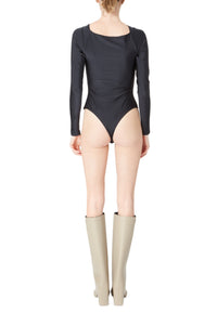 Twisted bodysuit with cut-outs - Black