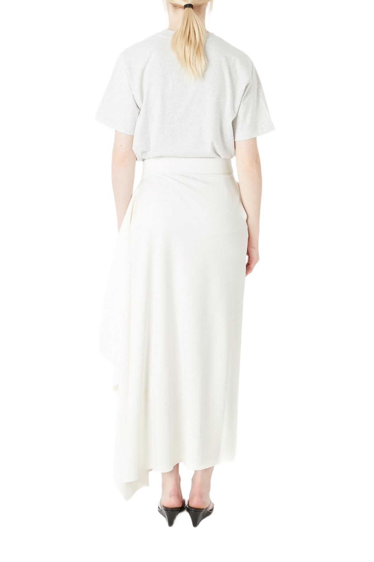 Jupe longue drapée Zero Waste - White