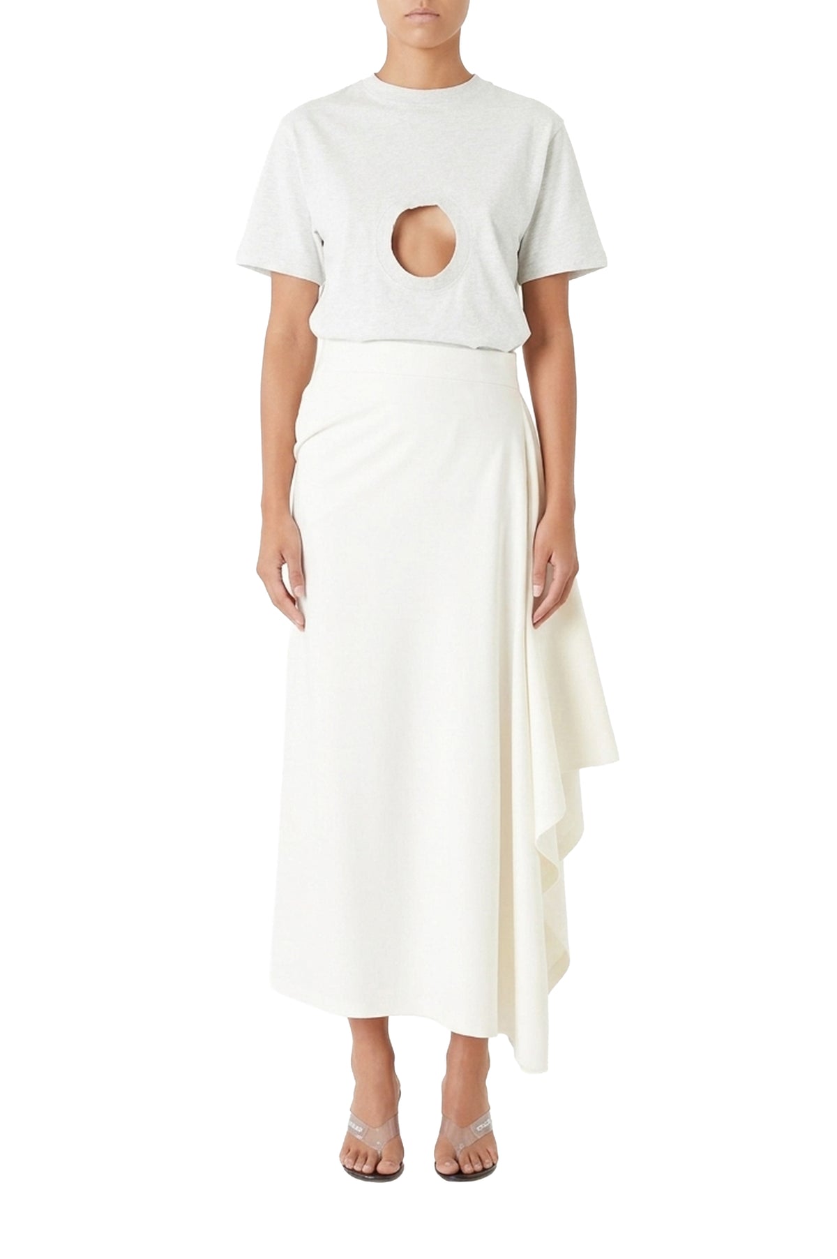 Jupe longue drapée Zero Waste - White