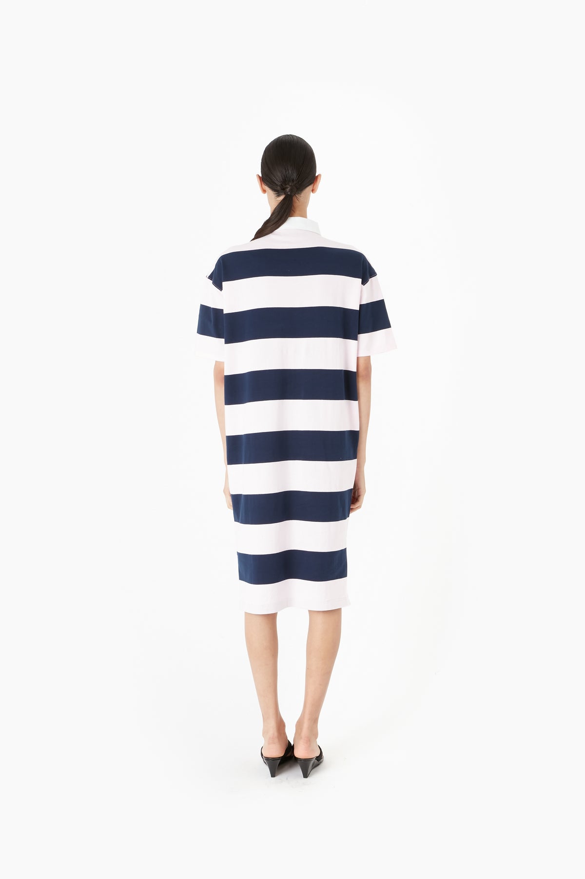 STRIPED MIDI POLO DRESS