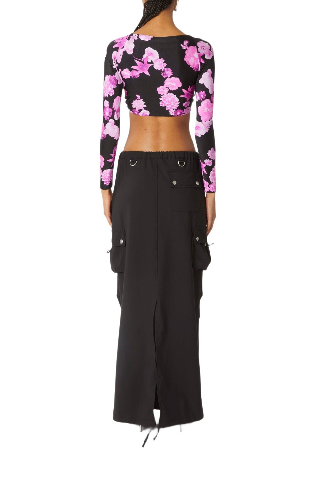 Short draped top - Pink & Black