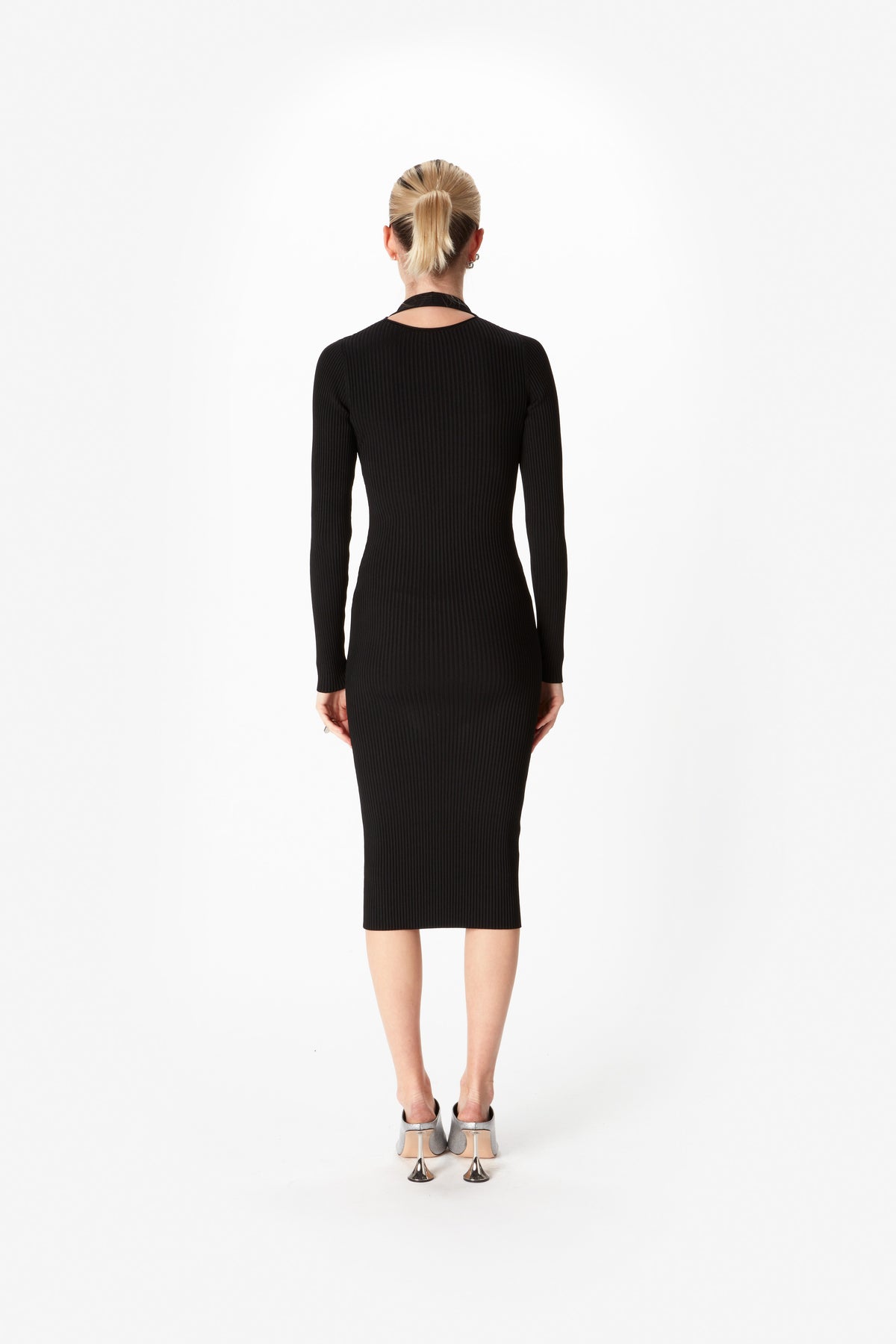 LONG SLEEVE CUT-OUT KNIT DRESS
