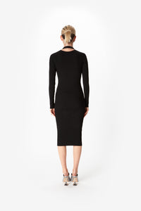 LONG SLEEVE CUT-OUT KNIT DRESS
