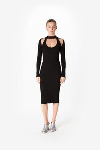 LONG SLEEVE CUT-OUT KNIT DRESS