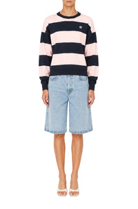 Striped crew-neck jumper - Blue & Pink