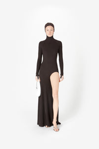 LEG CUT-OUT RIB GOWN