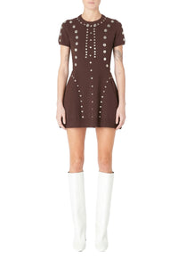 Babydoll dress with press studs - Brown