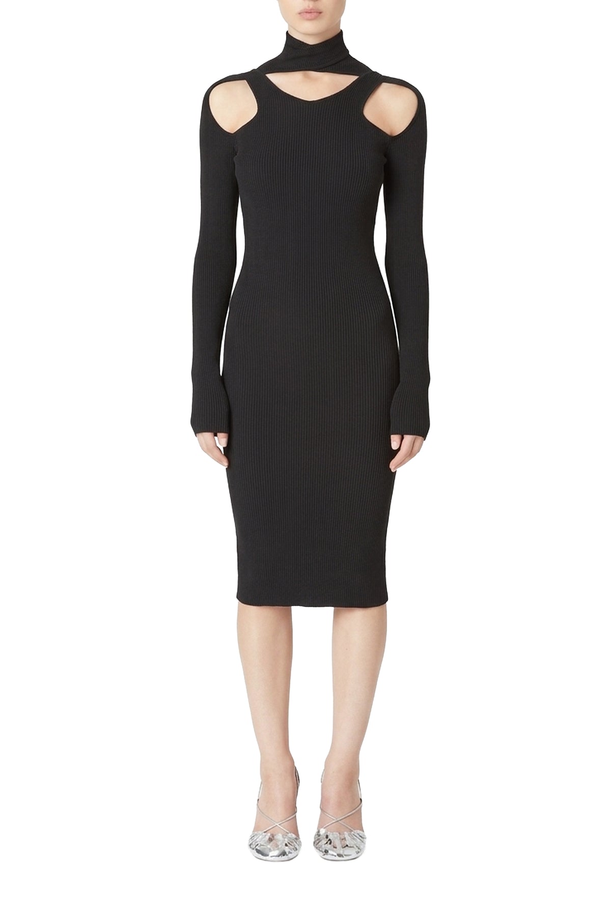 Cut-out knitted dress - Black