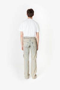 RUFFLED BOYFRIEND DENIM PANTS