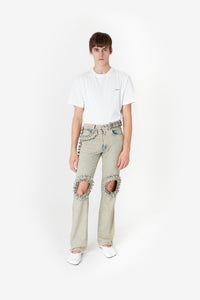 RUFFLED BOYFRIEND DENIM PANTS