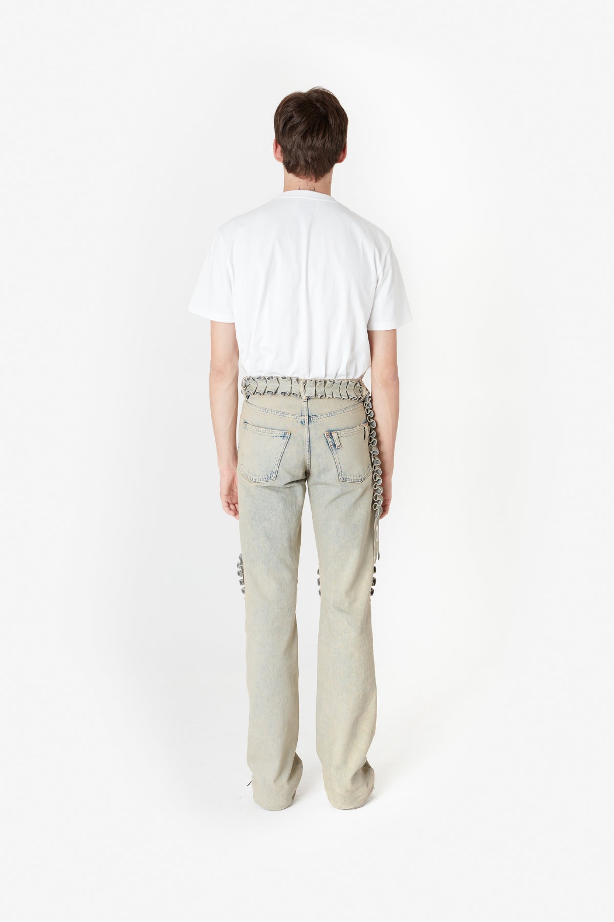 RUFFLED BOYFRIEND DENIM PANTS