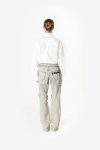 RUFFLED BOYFRIEND DENIM PANTS