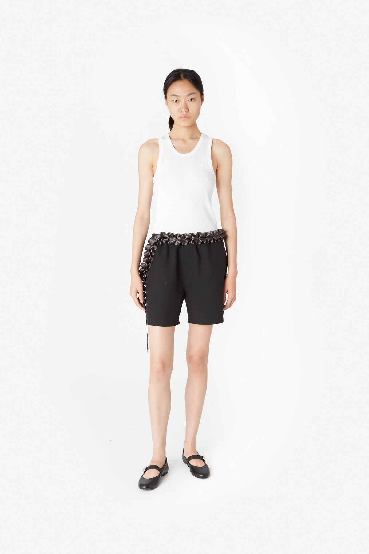 TAILORED PLEATED RIBBON SHORTS