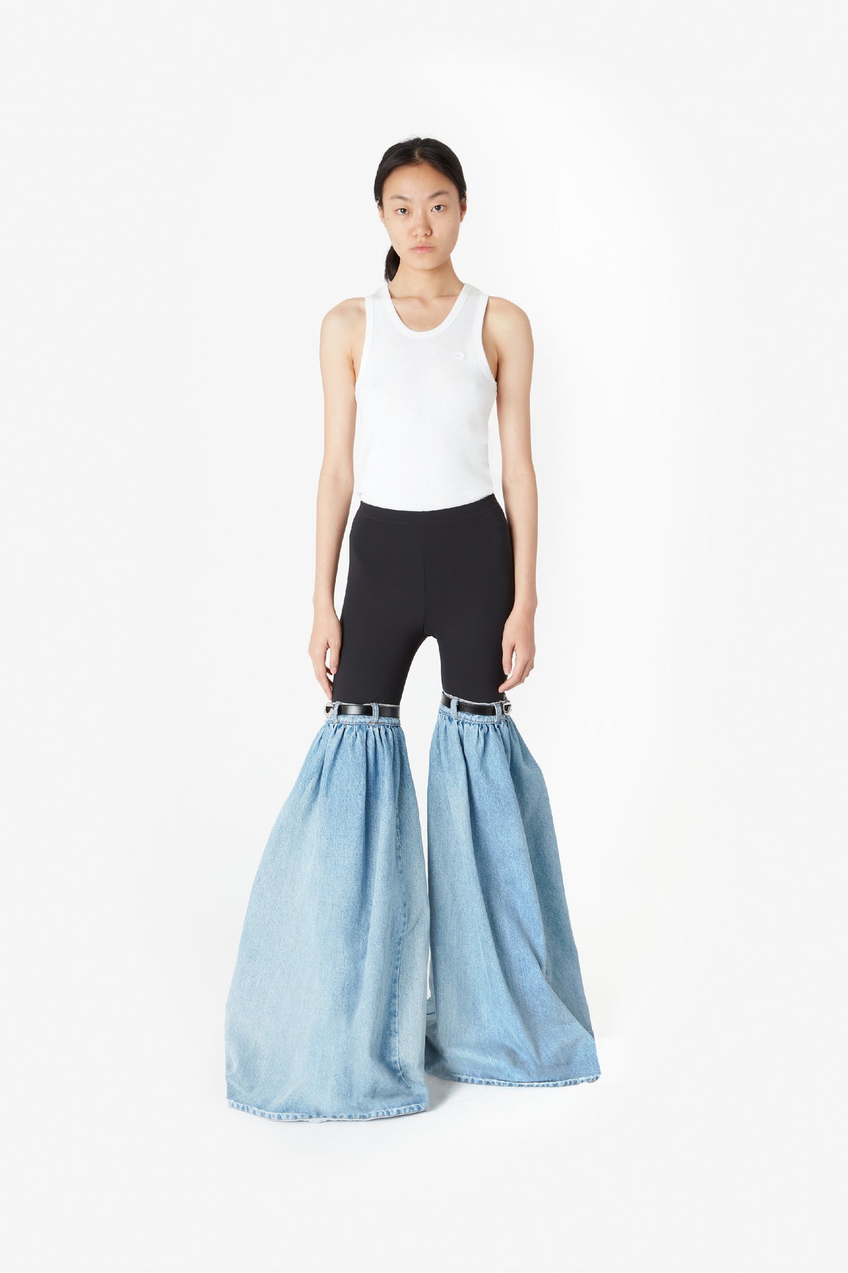 HYBRID DENIM FLARE TROUSERS