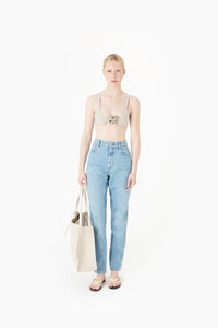 TAPERED DENIM PANTS