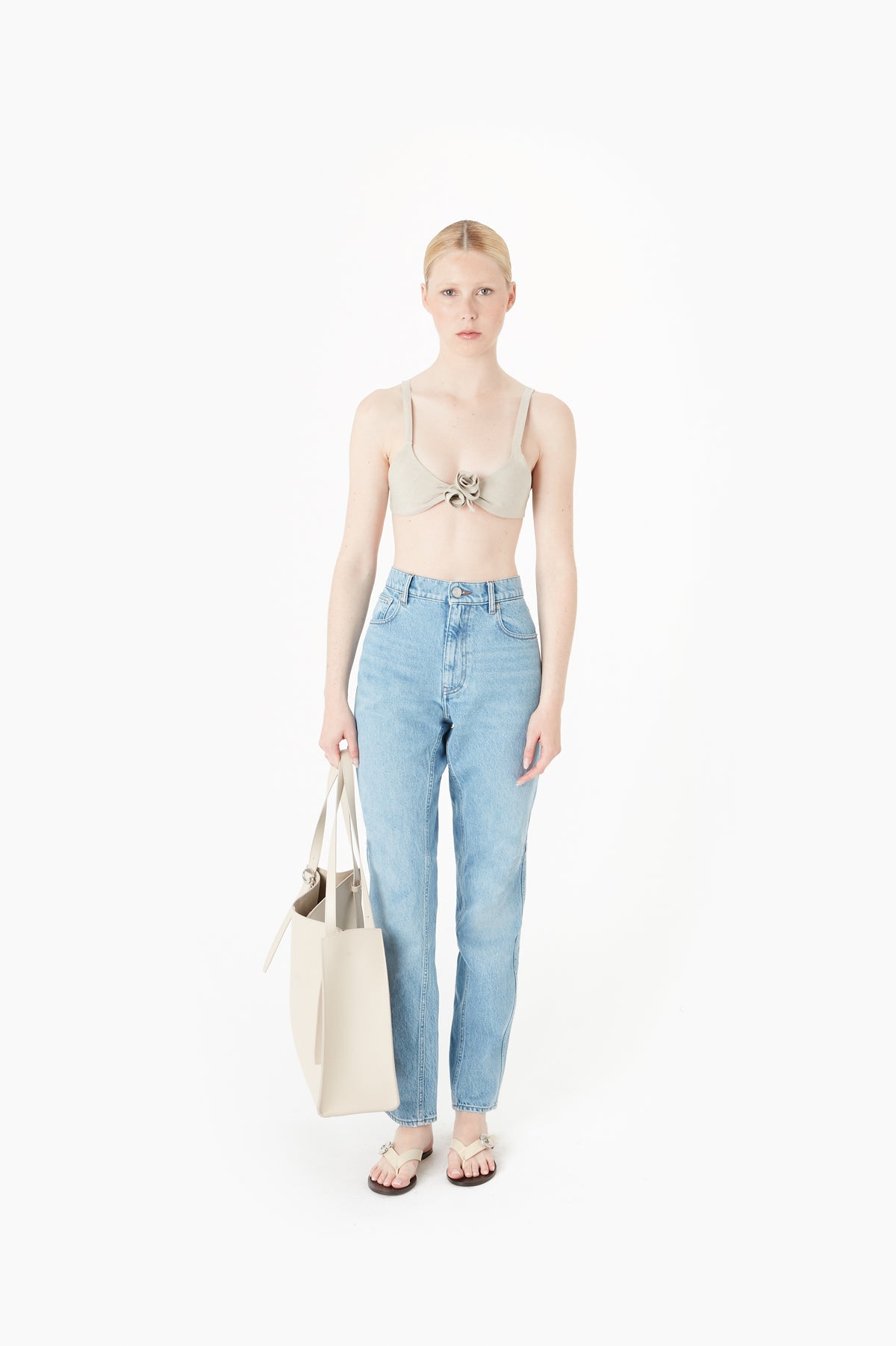 TAPERED DENIM PANTS