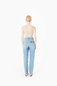 TAPERED DENIM PANTS