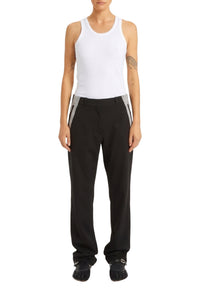 Pantalon de tailleur à bandes en laine mélangée - Black