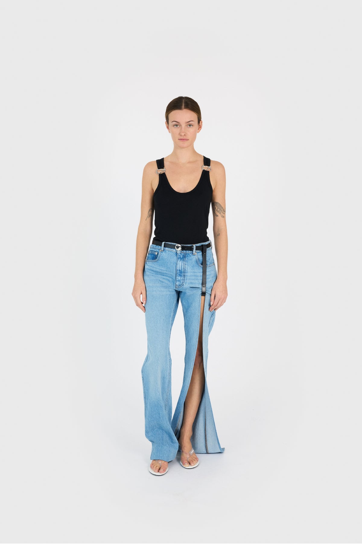DENIM SUSPENDED PANTS