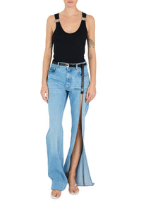 Denim trousers with suspenders - Blue
