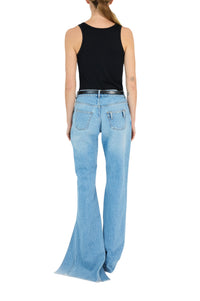 Denim trousers with suspenders - Blue