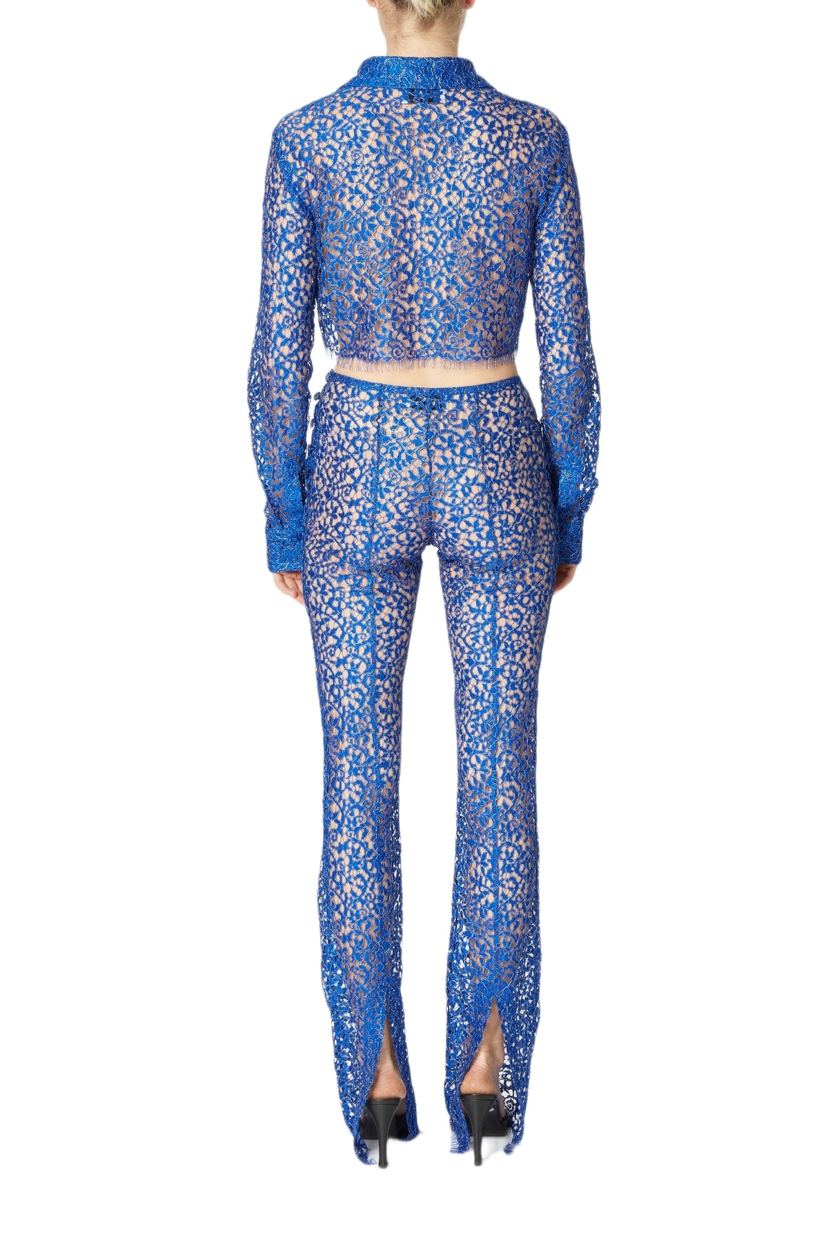 Flared lace trousers - Royal Blue