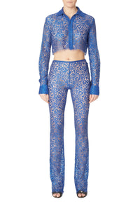 Flared lace trousers - Royal Blue