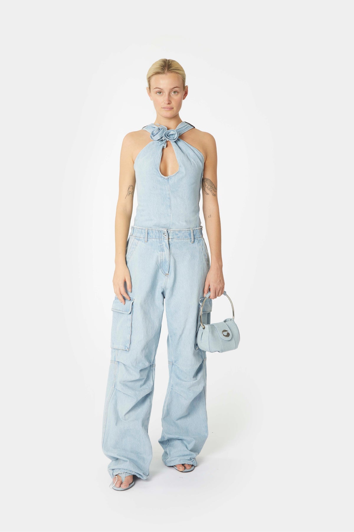 DENIM FLOWER BODYSUIT