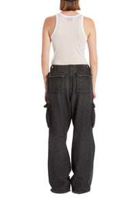 Pantalon cargo large en denim - Washed Black