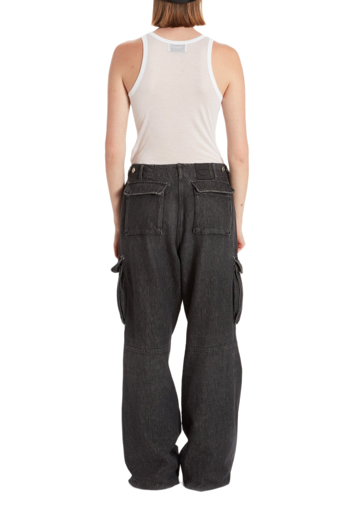 Pantalon cargo large en denim - Washed Black