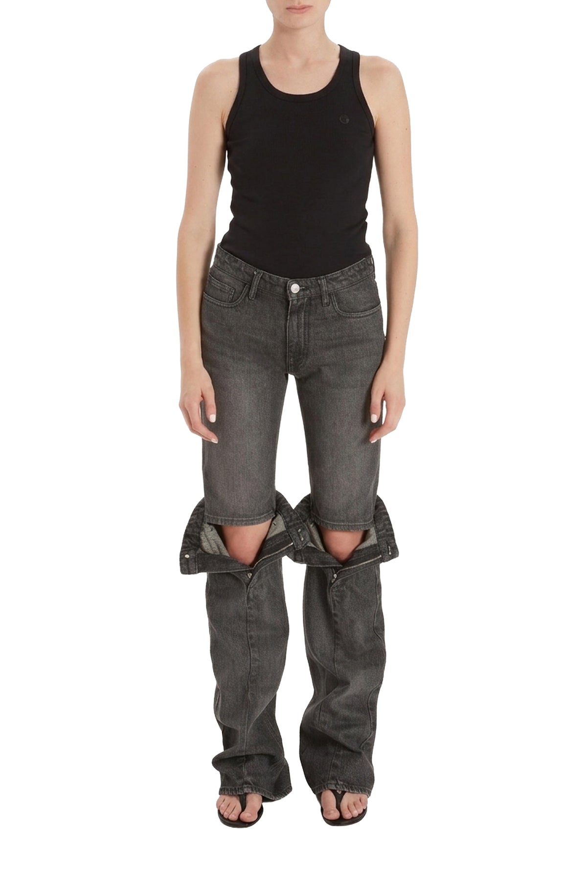 Jean à genoux ouverts - Washed Black