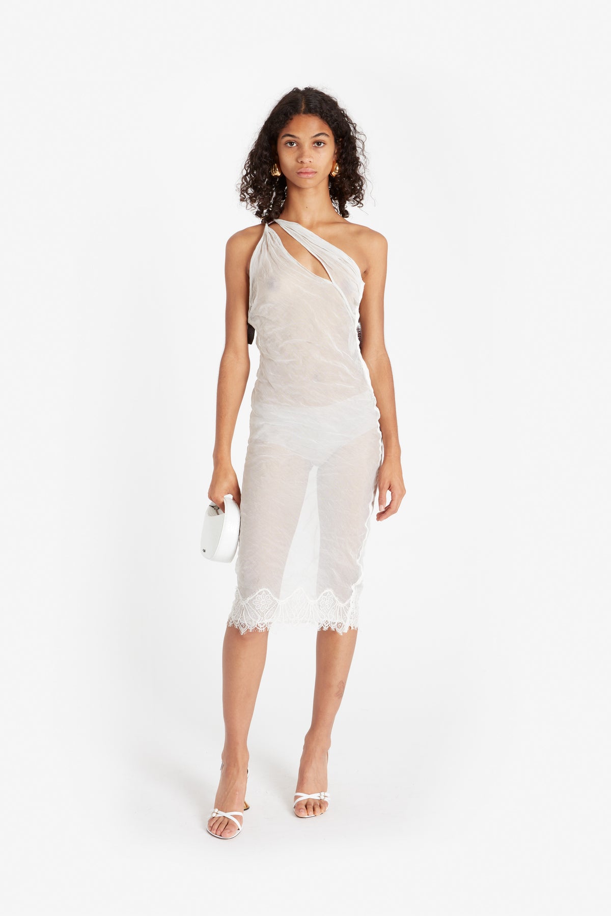WRINKLED ORGANZA BELT DRESS